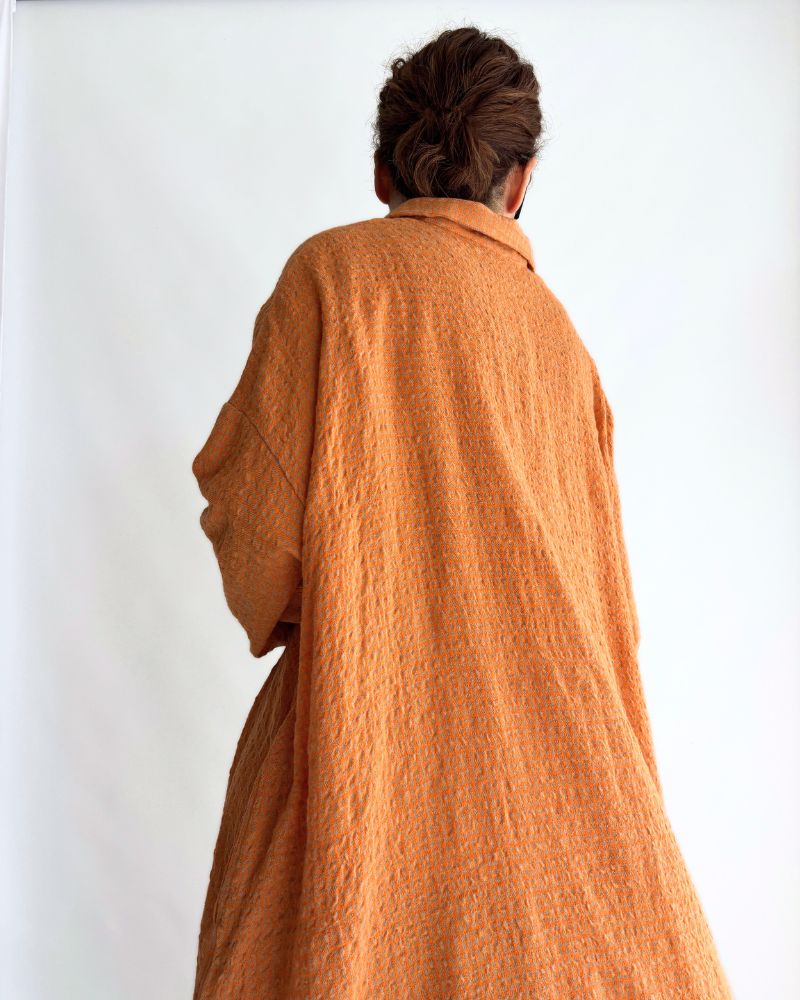 ウールコットン ギンガムドレス Orange/Mocha