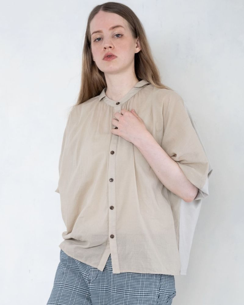 【予約】S/S TT190 コットンシルクとカットソーのコンビシャツ（2月）