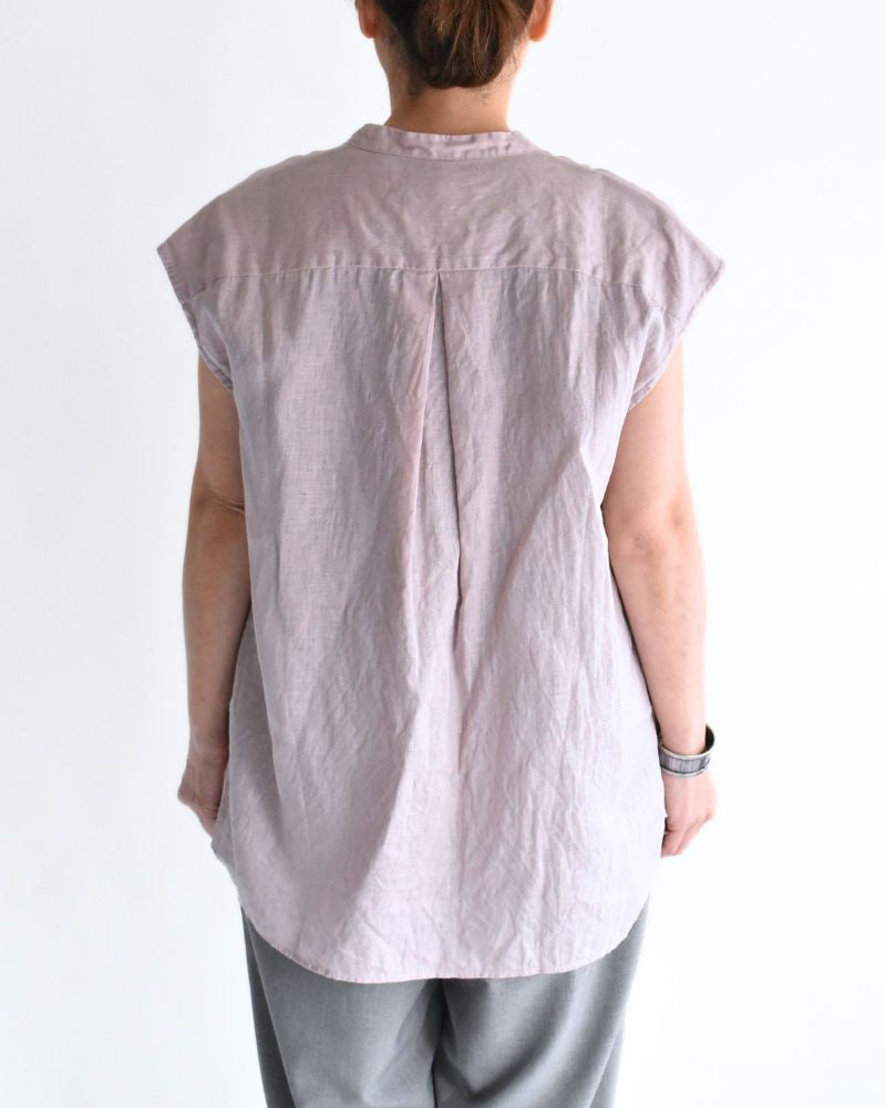 リネンフリル ノースリーブブラウス AshPink