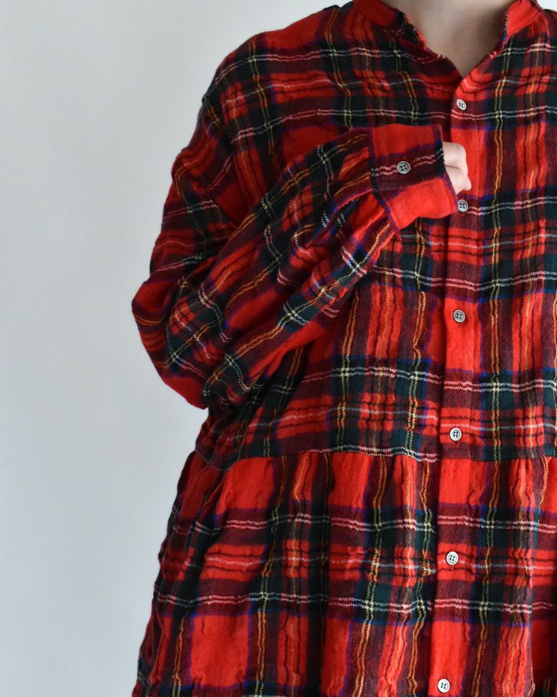 コットンウール タータンチェックドレス Red