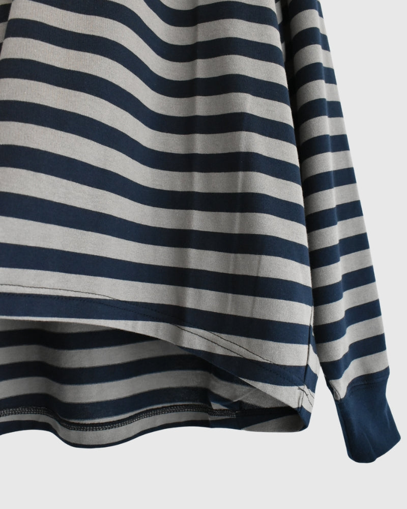 タック コクーンTシャツ Gray/Navy Border