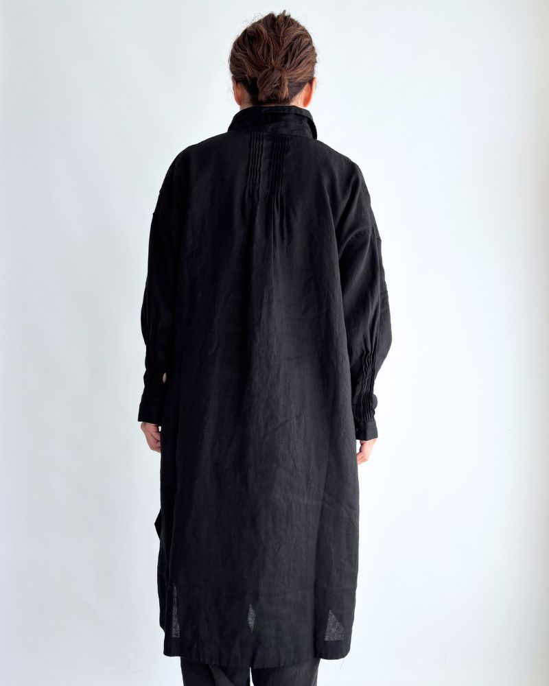 リネンタックシャツドレス Black