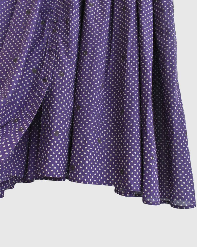 CREW NECK BUTTON SHIRTS DRESS WITH MINI PINTUCK Purple
