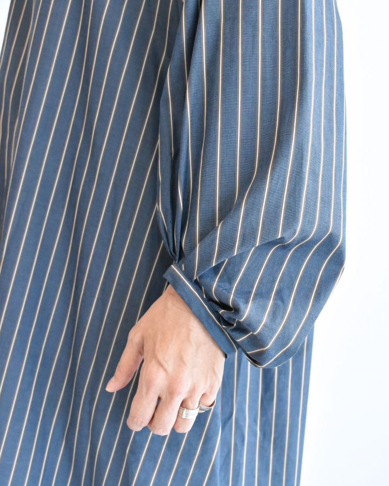 バルーンスリーブ ミディワンピース NavyStripe