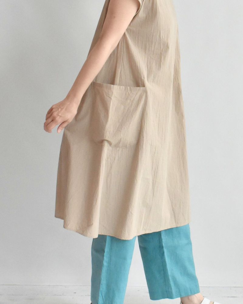 【sale】オーガニックドライワッシャースリーブレスワンピース　Beige