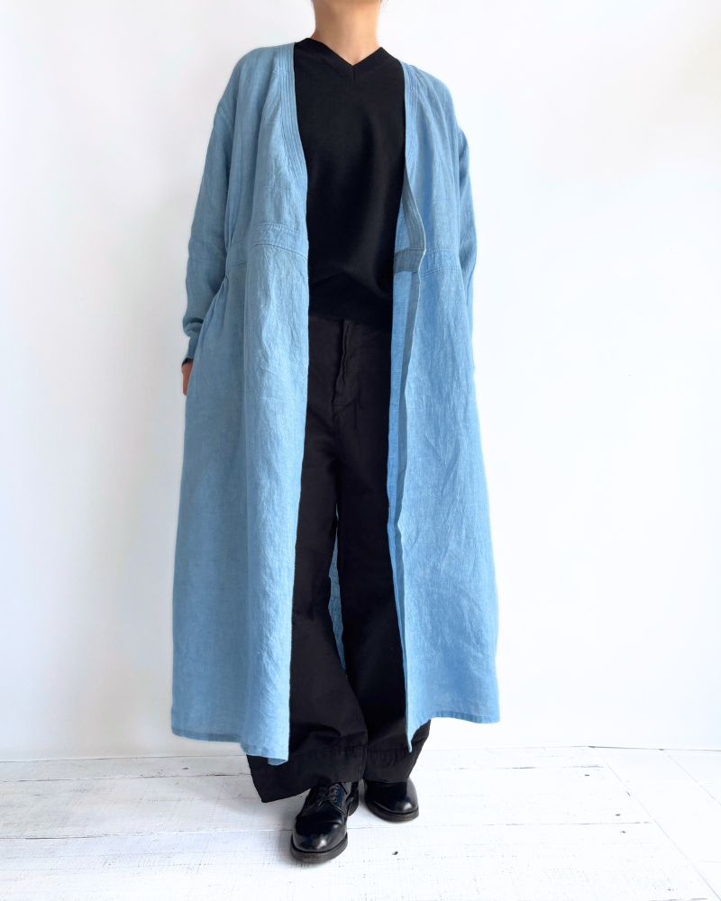 インディゴリネン カシュクールドレス LightBlue