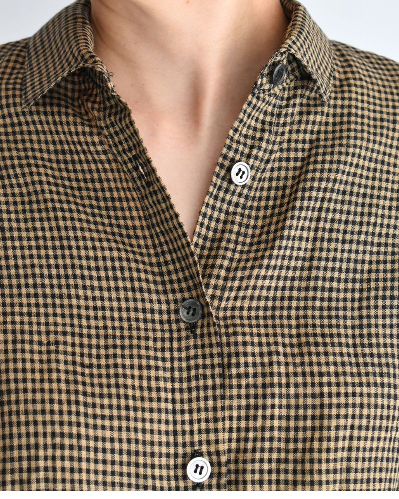ワイドカフス シャツ Camel/Black