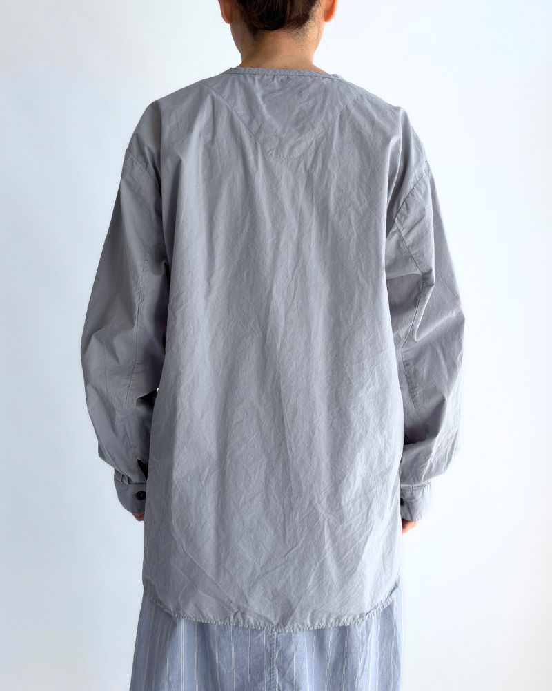 60s COTTON POPLIN OVERDYE HENRY NECK SHIRT Blue