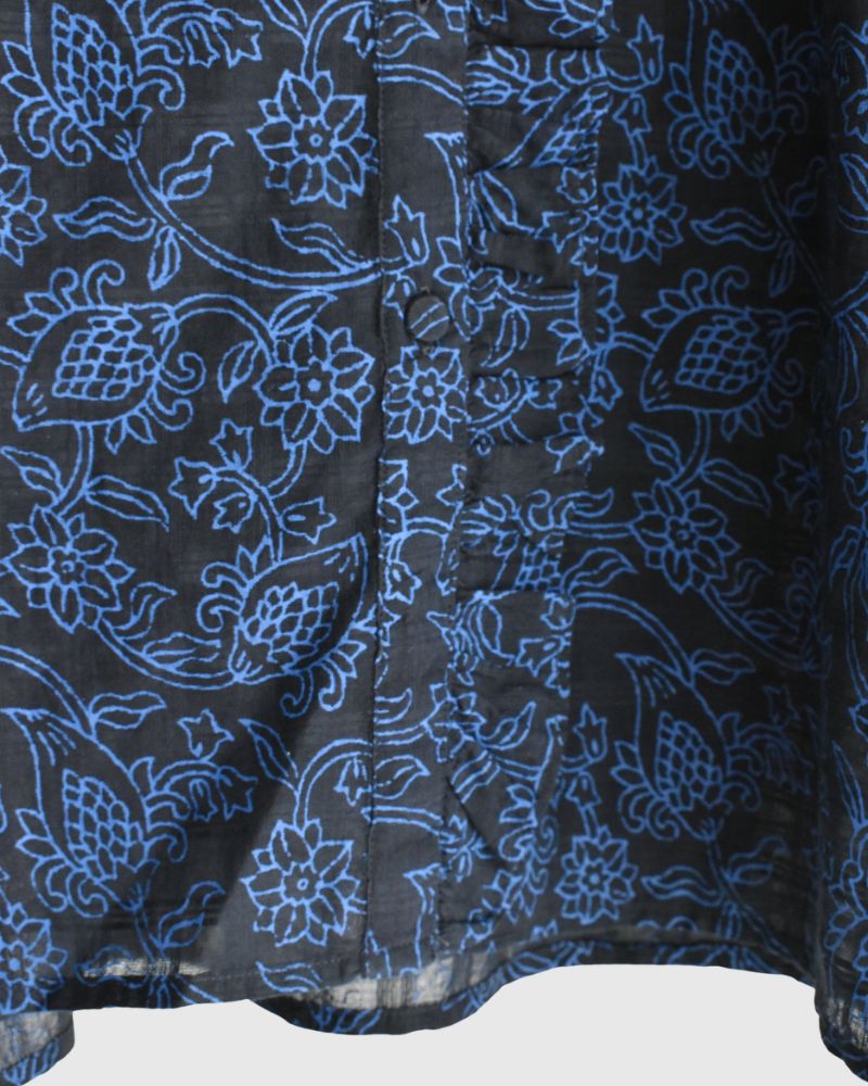 FRENCH/SL FRILL COLLAR SHIRTS Navy/Blue