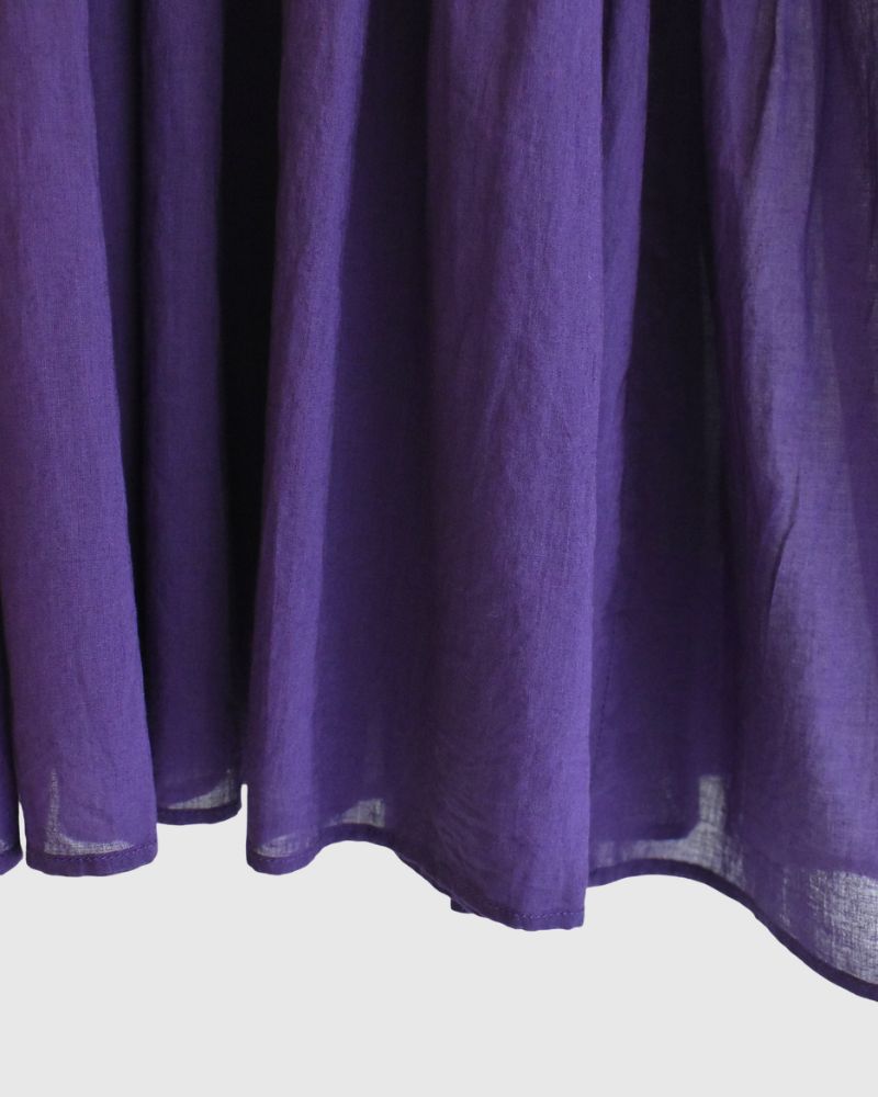 CREW-NECK PULLOVER HALF/SLEEVE SHIRT WITH MINI PINTUCK Purple