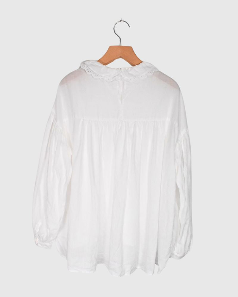 DOUBLE FRILL SCALLOPED COLLAR BLOUSE PureWhite