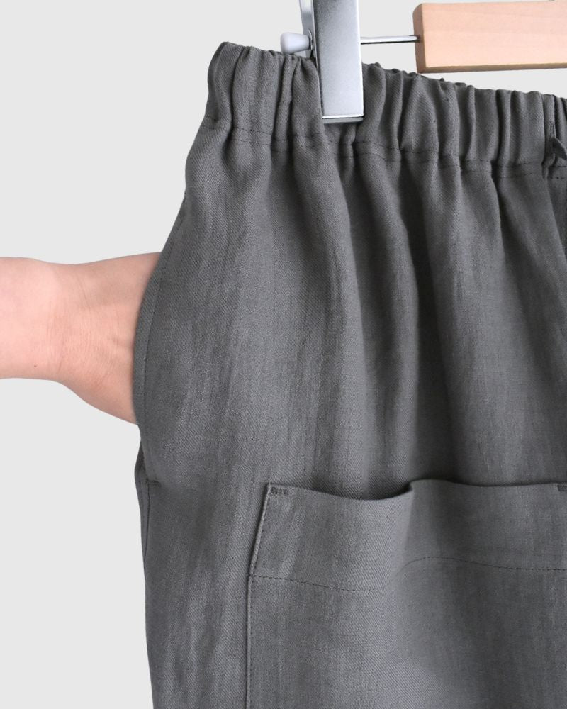アシメポケットベイカーパンツ（LINEN） DarkGray
