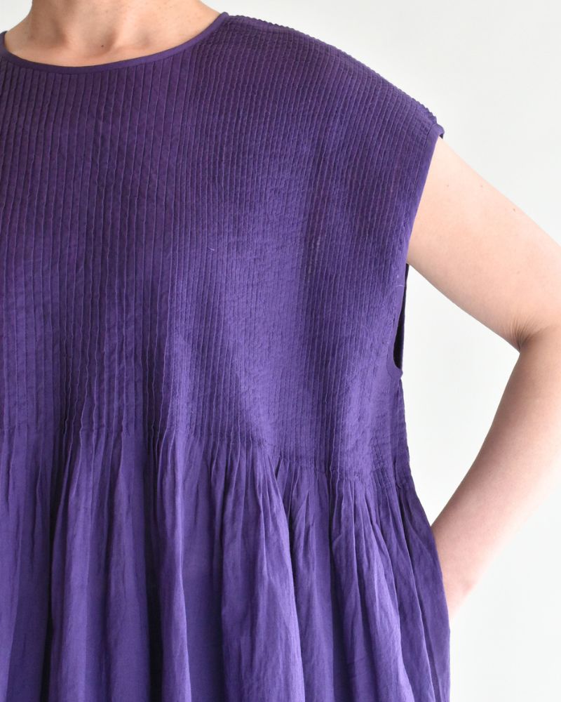 CREW-NECK F/SLEEVE SHIRT WITH MINI PINTUCK Purple