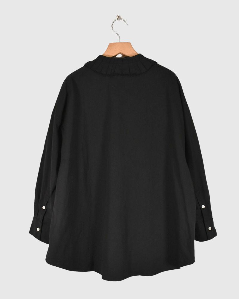 PLEATED COLLAR SHIRT Black