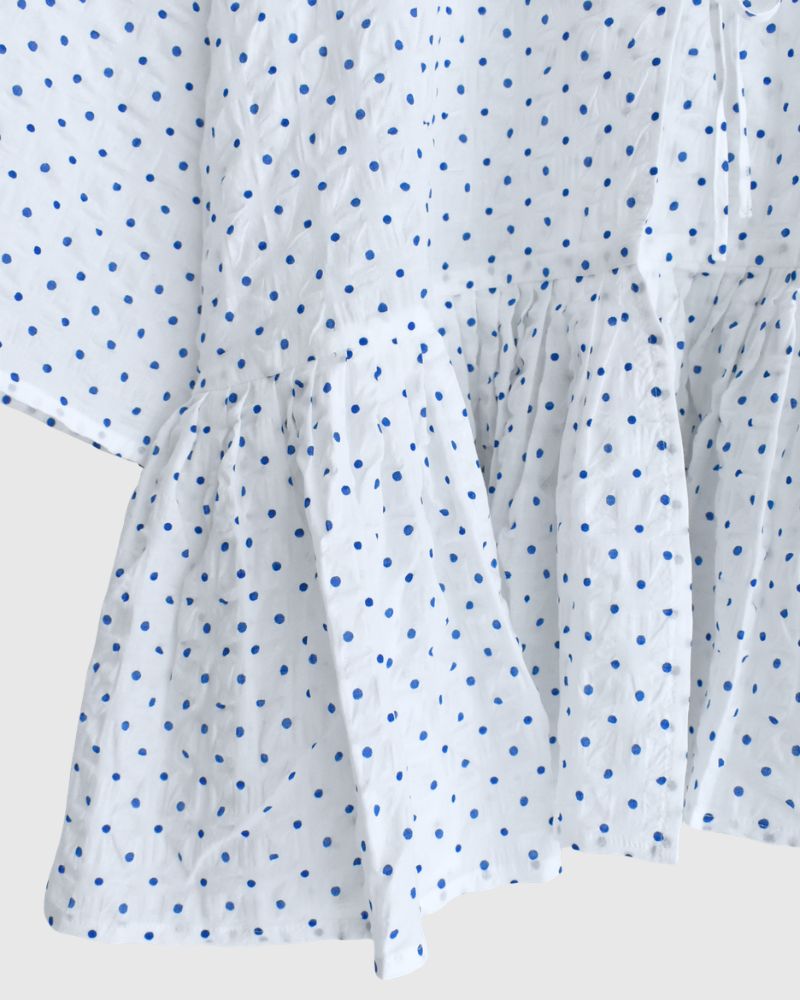 リップルドット カシュクールブラウス White/Blue