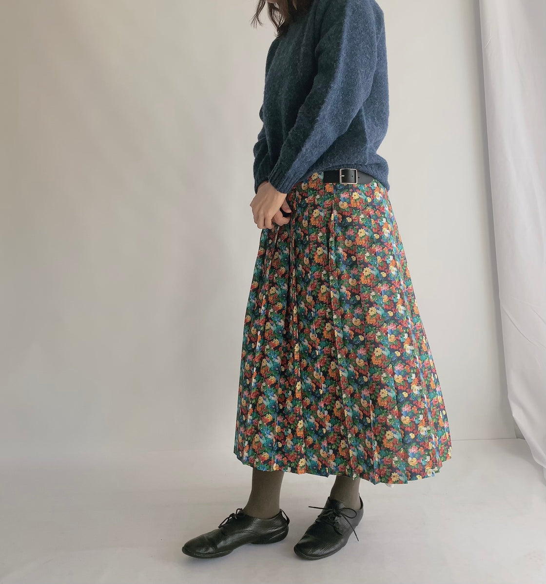 COTTON LIBERTY LOW WAIST PLEATS WRAP SKIRT 80cm (WITH PIN)