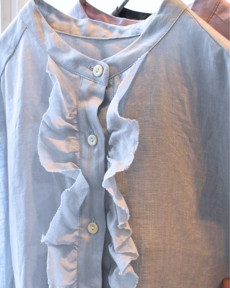 【予約】S/S R360 LINEN FRILL NO SLEEVE BLOUSE（4月中旬 – 4月末）