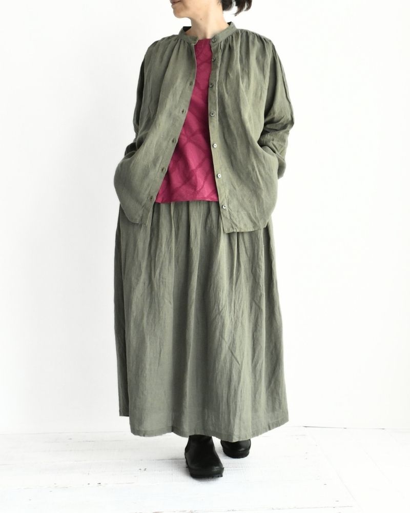 フレンチリネン スカート Khaki