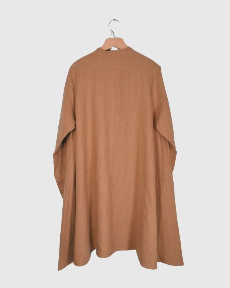 リネンキャンバス ロングシャツ Camel