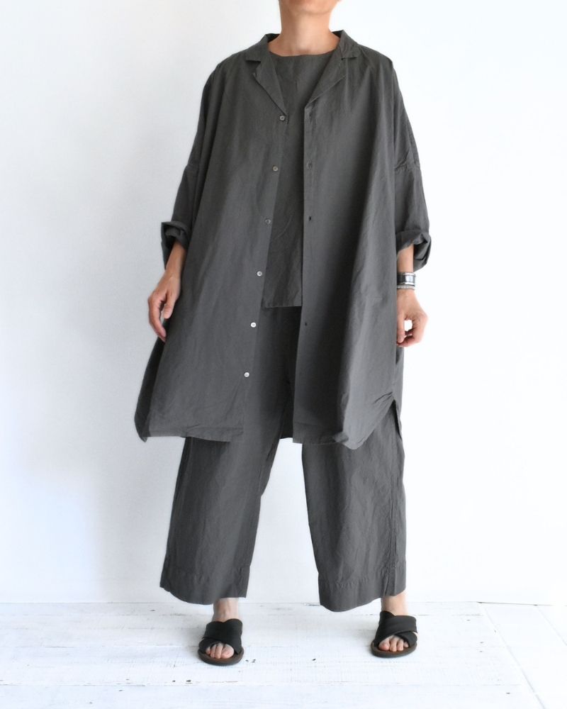 シュリンクオープンカラーシャツ Gray
