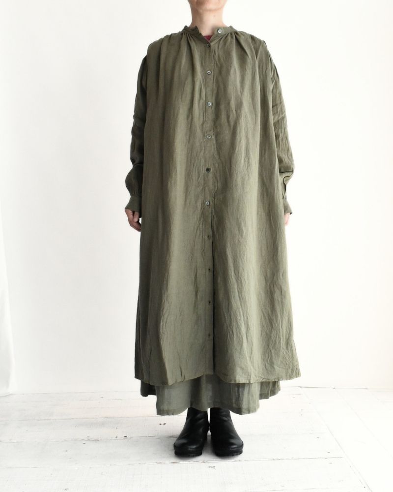 フレンチリネン ドレス Khaki