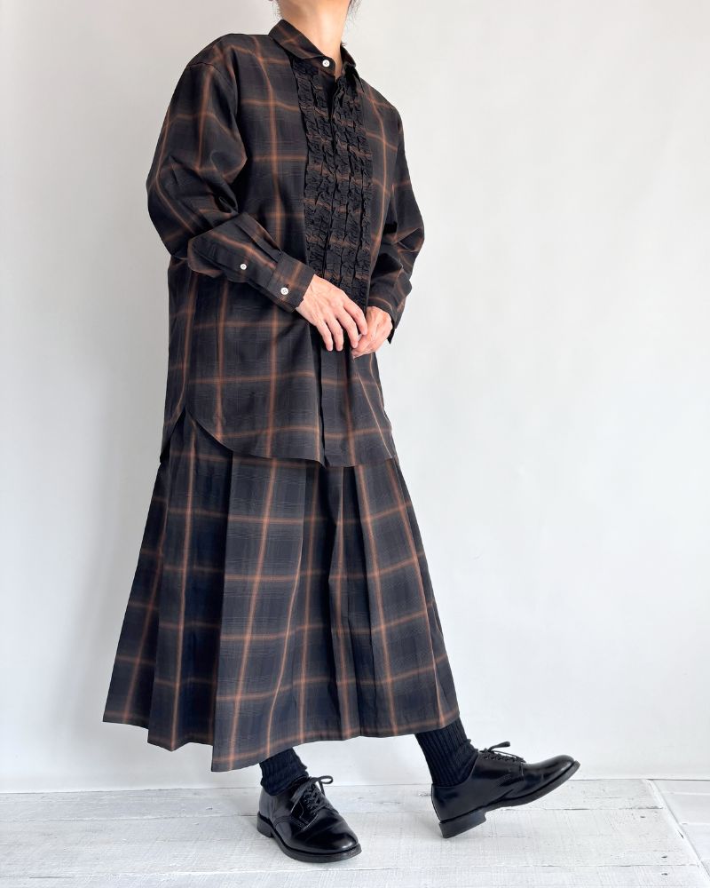 DORIS-W フリルブラウス BrownCheck