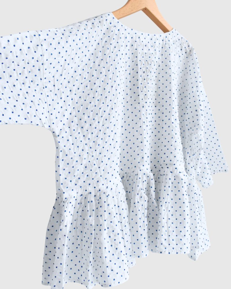リップルドット カシュクールブラウス White/Blue