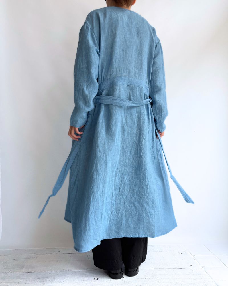 インディゴリネン カシュクールドレス LightBlue