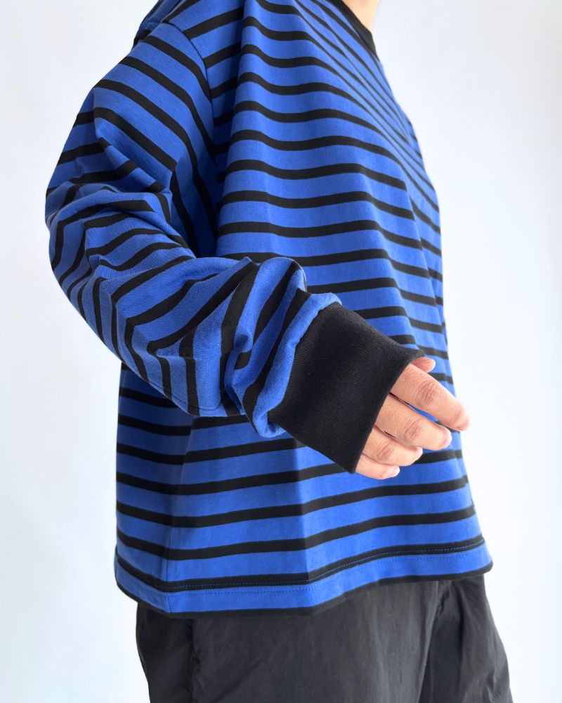 taco cotton ボーダーL/S RoyalNavy/Black