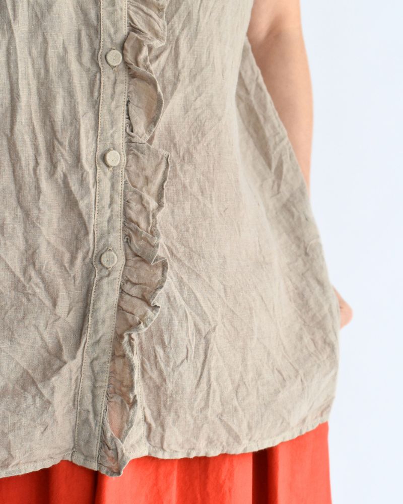 FRENCH/SL FRILL COLLAR SHIRTS AshBeige