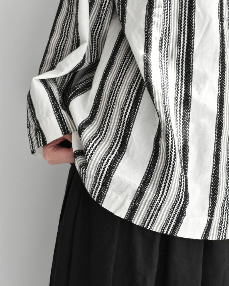 ジャガードストライプシャツ White/Black