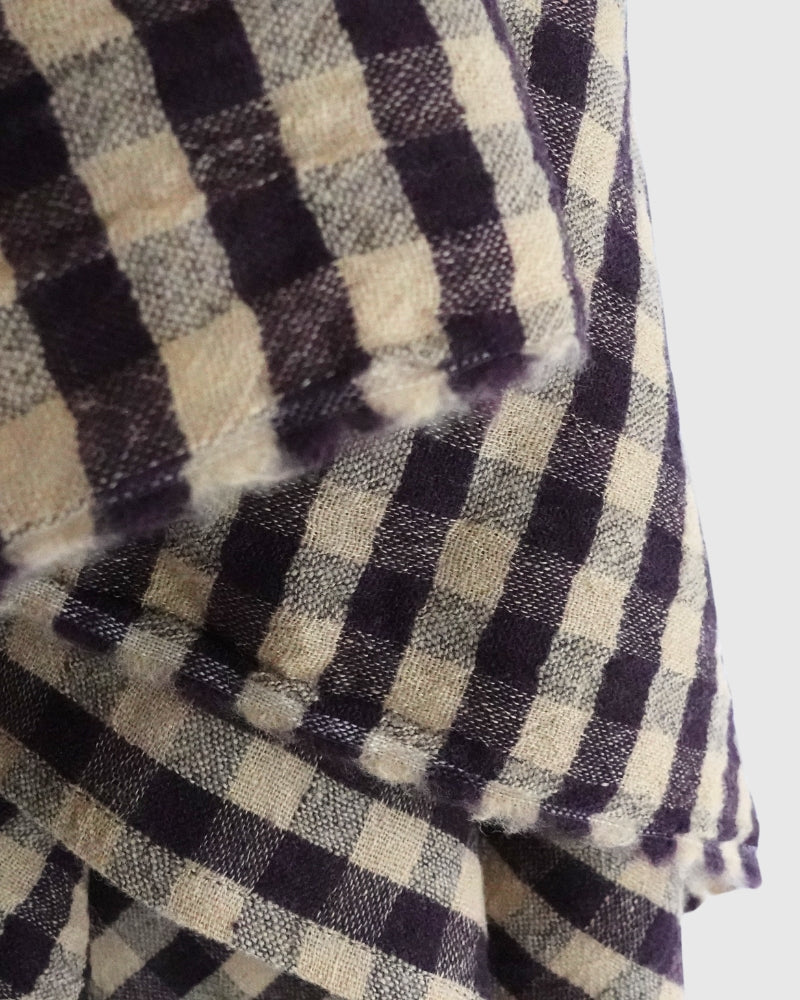 ウールリネンギンガムチェックストール Camel/Brown