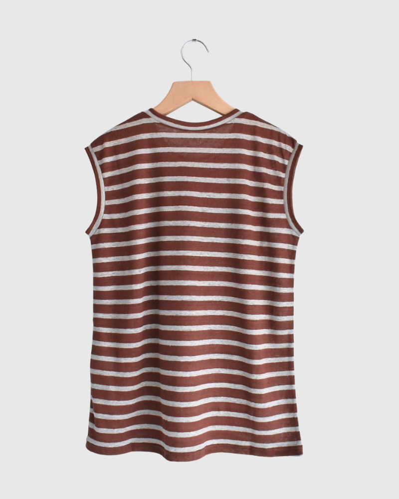 ボーダータンクトップ Brown/Natural