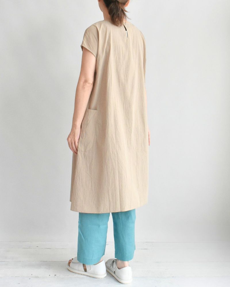【sale】オーガニックドライワッシャースリーブレスワンピース　Beige