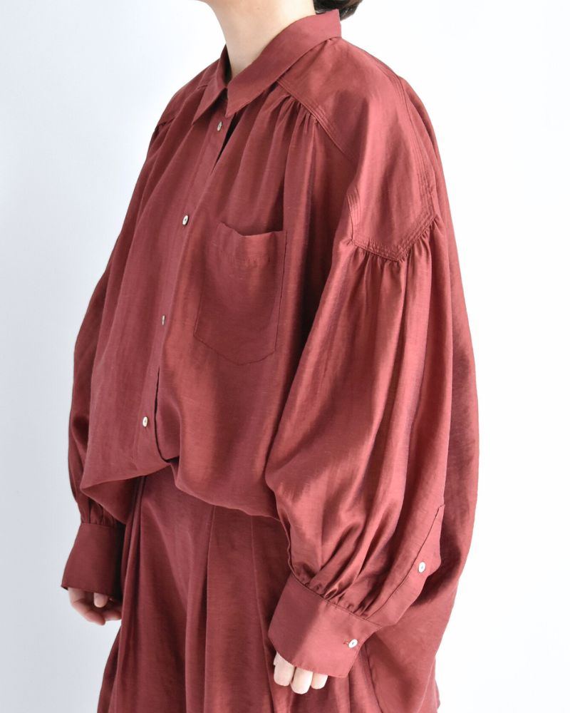 シアーボリュームブラウス RedBrown