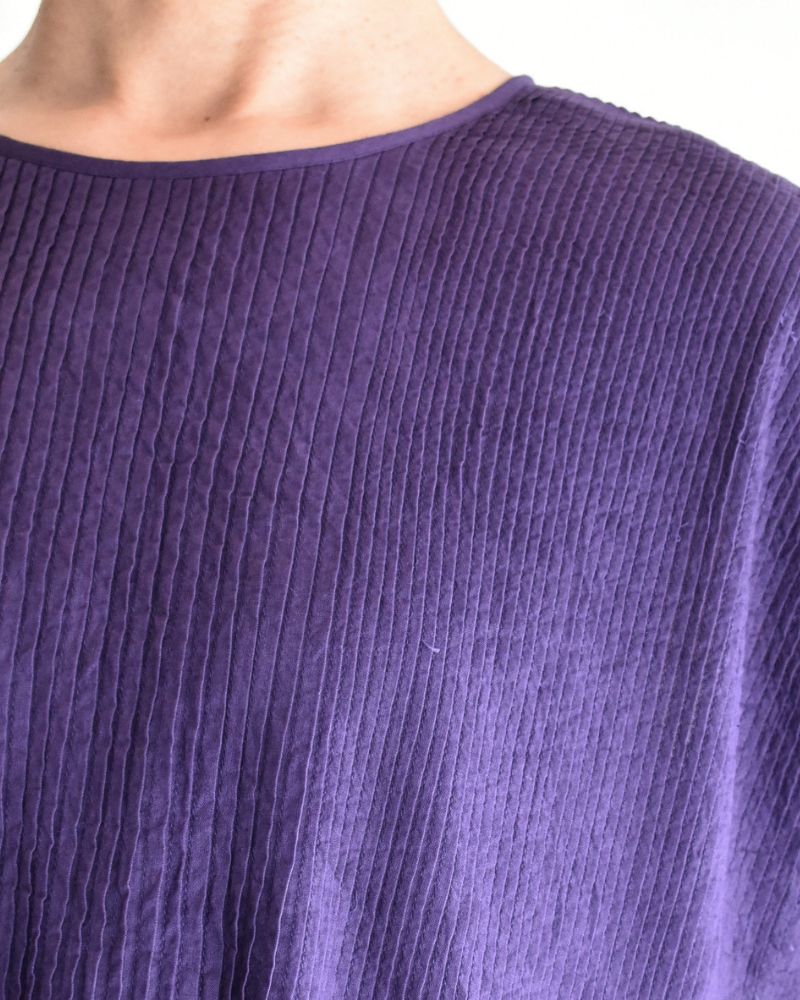 CREW-NECK F/SLEEVE SHIRT WITH MINI PINTUCK Purple