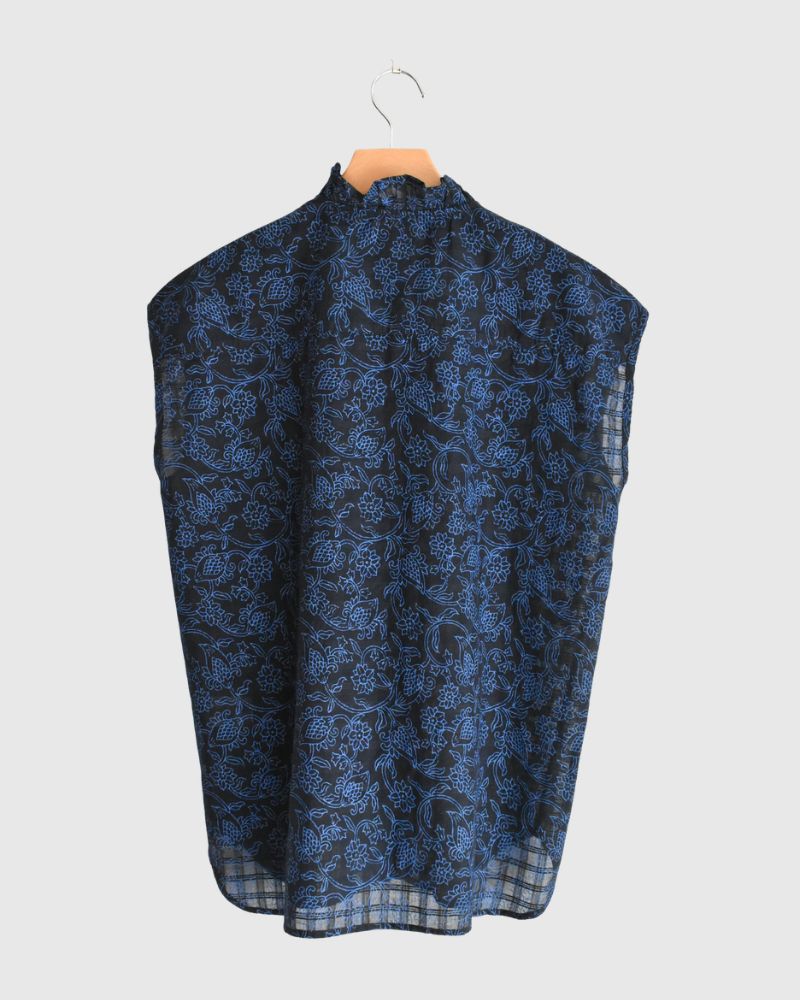 FRENCH/SL FRILL COLLAR SHIRTS Navy/Blue