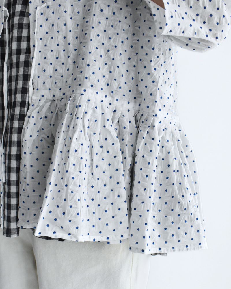 リップルドット カシュクールブラウス White/Blue
