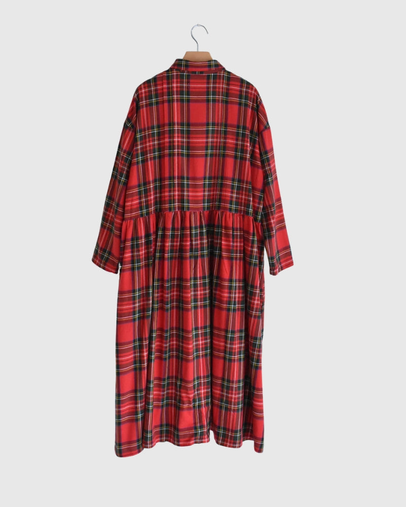 インディゴタータン ファンデーションシャツドレス Red
