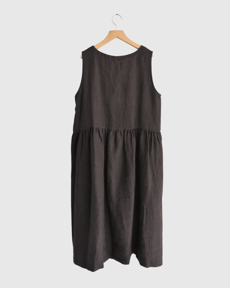 ノースリーブギャザードレス（LINEN） Brown