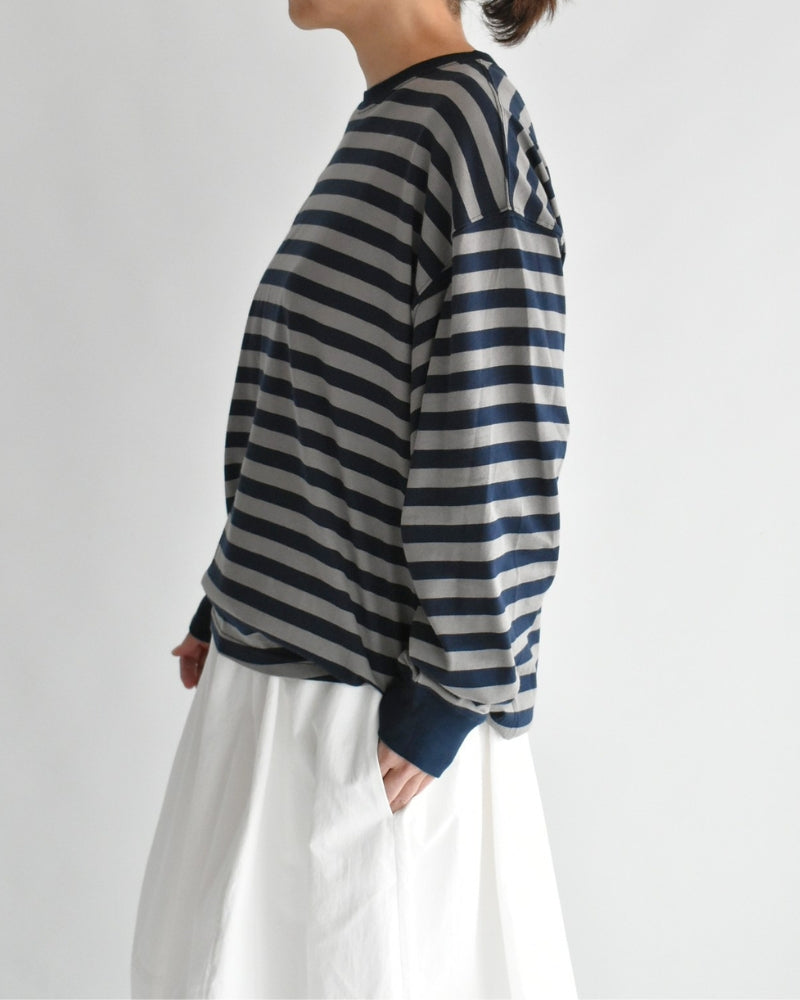 タック コクーンTシャツ Gray/Navy Border