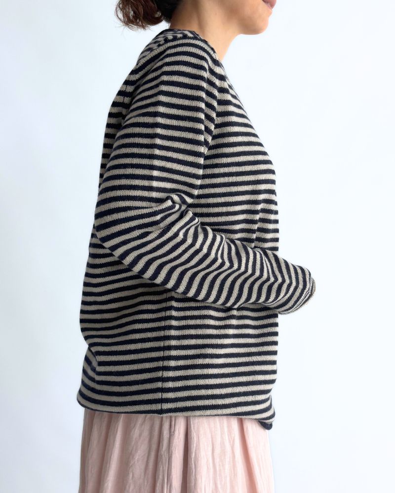 ボーダーニットプルオーバー Pebblegray/Navy