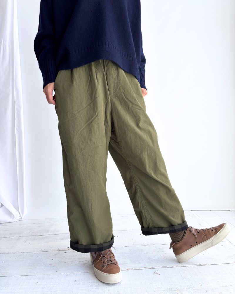 40s ORGANIC POPLIN (OVERDYE) EASY PANTS ArrasGreen