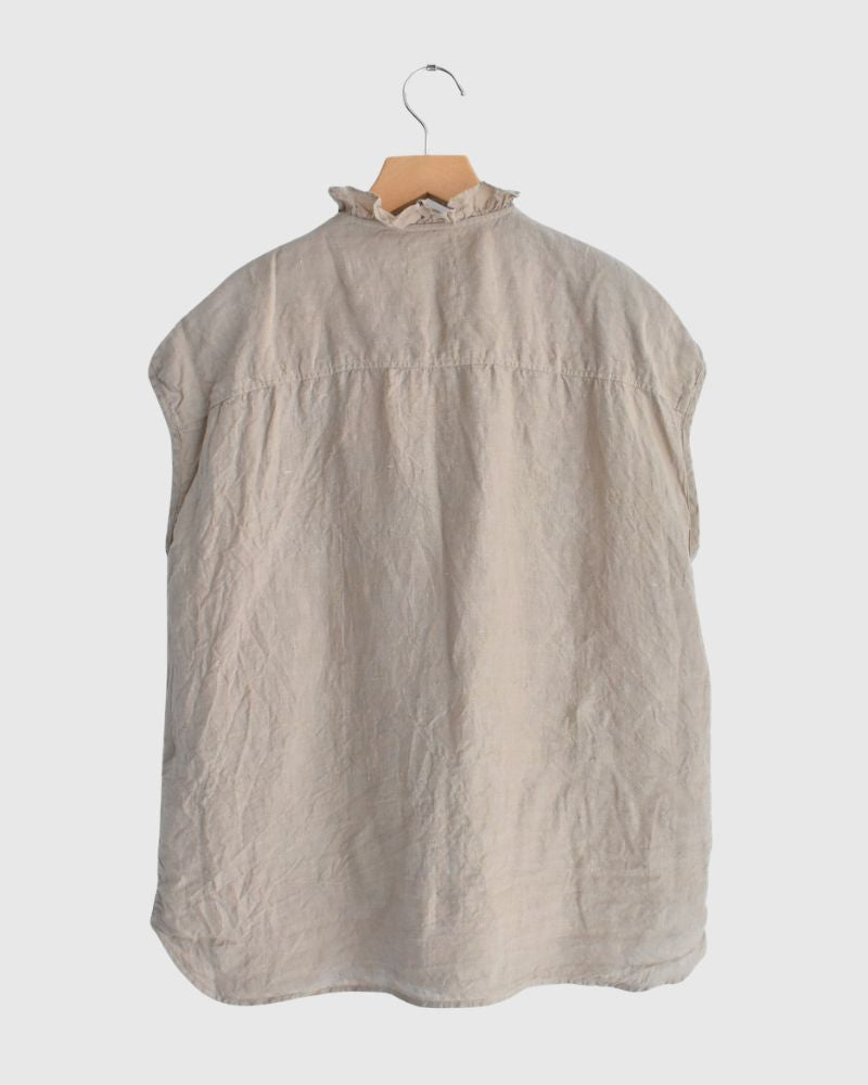 FRENCH/SL FRILL COLLAR SHIRTS AshBeige