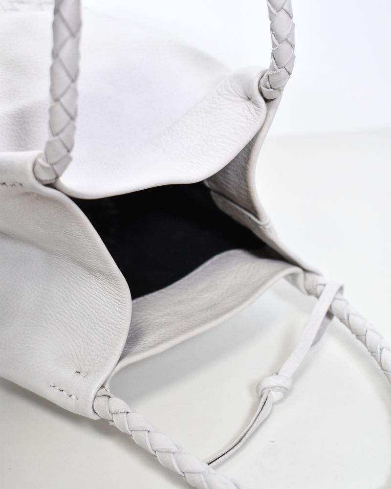 Leather Medium Basket White