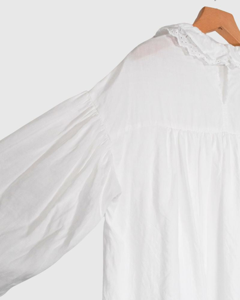 DOUBLE FRILL SCALLOPED COLLAR BLOUSE PureWhite