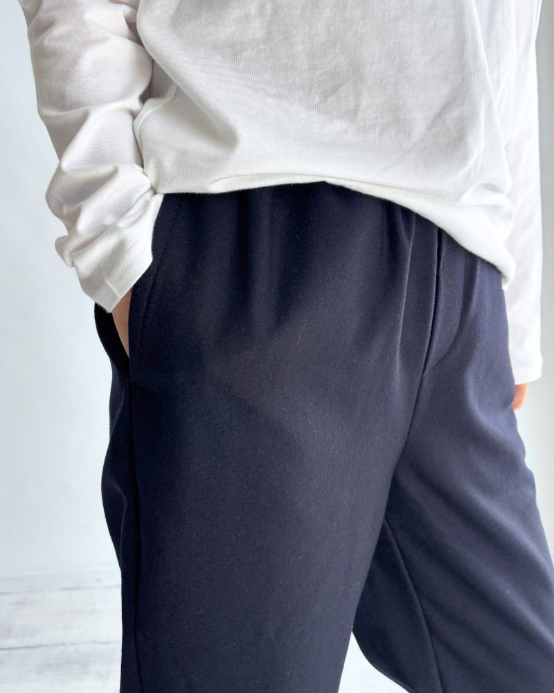 WOOL FLANNEL EASY TAPERED PANTS Navy