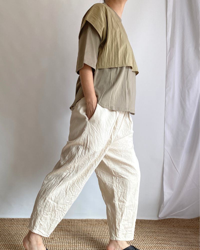 【sale】LAYERED TOPS 'HABOI' Khaki Beige