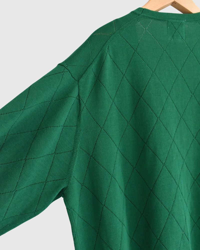 透かし編みニットカーディガン 'EMILY' Green