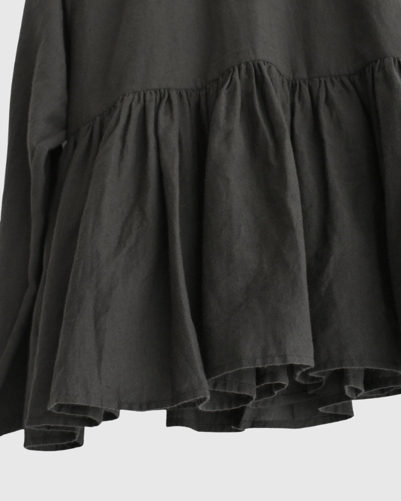 TWILL COTTON KHADI PLAIN FRILL CACHE COEUR Charcoal
